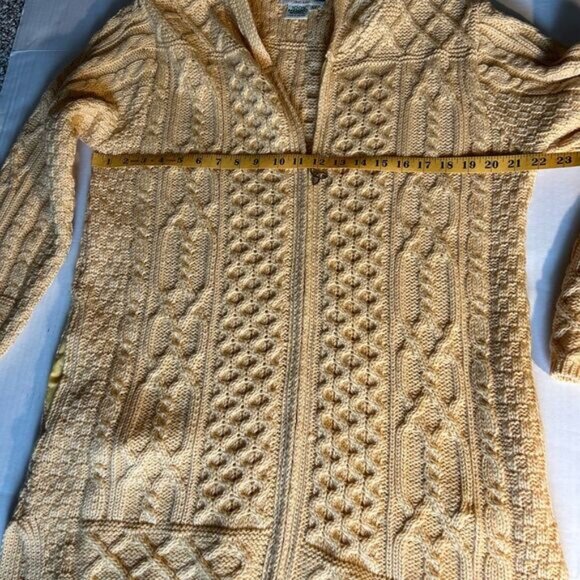 Aran Crafts women’s Yellow Full Zip Wool Cardigan with Hood Size M - Picture 3 of 8